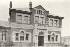 B/W reproduction photograph of the Commercial Bank of Tasmania Limited in Cygnet 1920